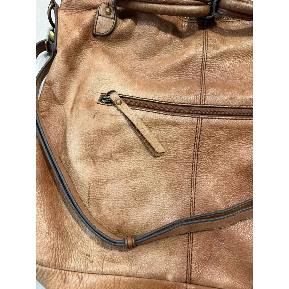 The Sak Tan Leather Hobo Crossbody Bag Tassel Boho‎ Cognac Large Tote